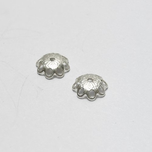2 coupelles fleur 6 mm en argent 925