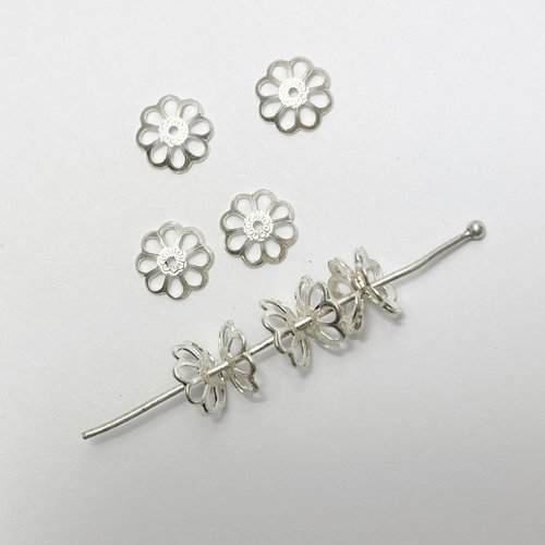 10 coupelles fleur 8,5 mm en argent 925