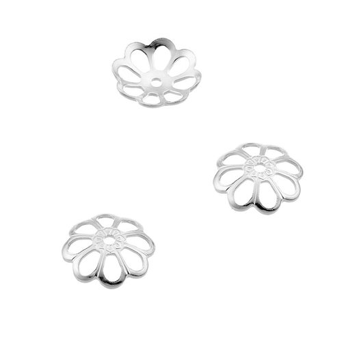 2 coupelles fleur 8,5 mm en argent 925 – lot de 10 – apprêts pour perles 6 à 8 mm