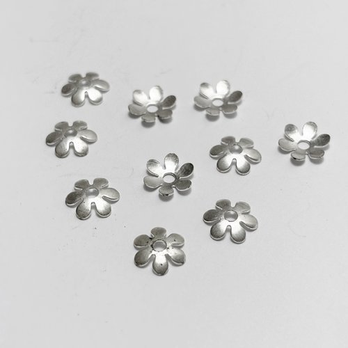 Lot de 10 coupelles fleur 9 mm en argent 925 – apprêts pour création de bijoux