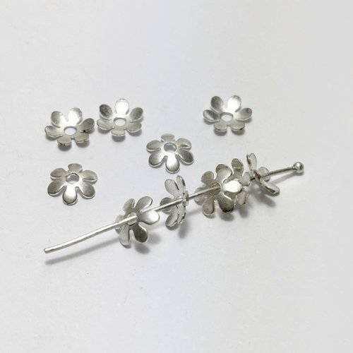 Lot de 10 coupelles fleur 9 mm en argent 925 – apprêts pour création de bijoux