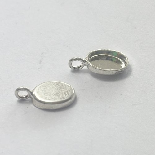 2 support pour cabochon ovale 4x6mm en argent 925 avec anneau.