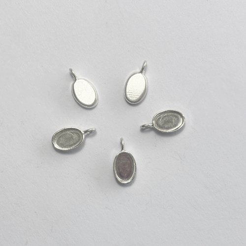 5 support pour cabochon ovale 4x6mm en argent 925 avec anneau.