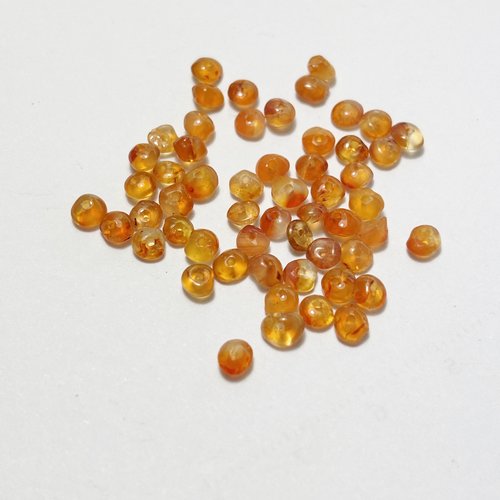 50 perles en cornaline, forme bouton 3 mm, trou 0,6 mm, perles fines pour création de bijoux