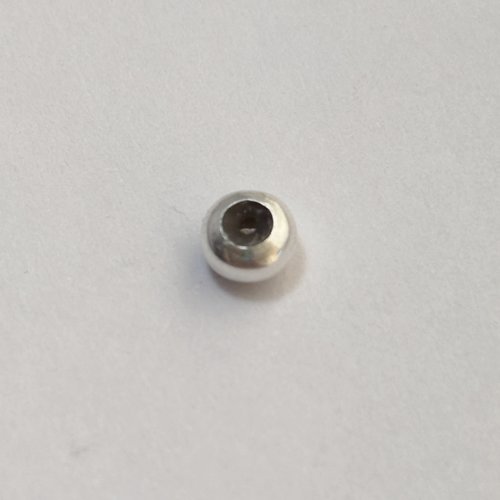 Perle autobloquante stopper en argent 925, insert silicone, 5 mm, trou 2,7 mm.