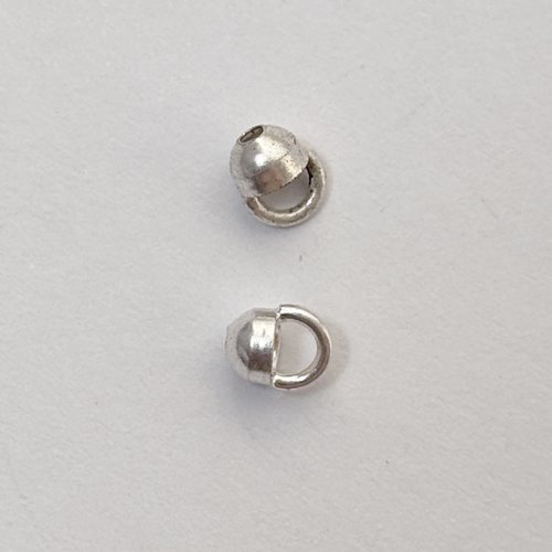 2 coupelles inversées 3 mm avec anneau en argent 925 - calottes de finition cache-nœud