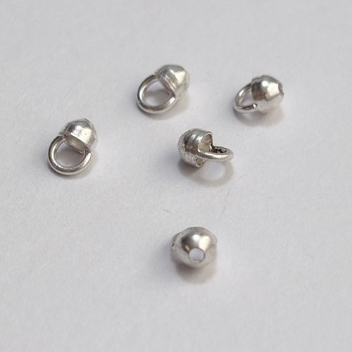 5 coupelles inversées 3 mm avec anneau en argent 925 - calottes de finition cache-nœud