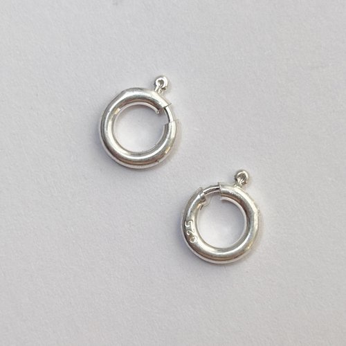 2 fermoirs à ressort 7 mm en argent 925 poinçonné, sans anneau