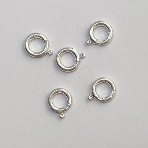 5 fermoirs à ressort 7 mm en argent 925 poinçonné, sans anneau