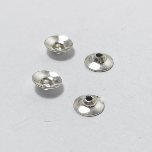4 coupelles lisses coniques 6 mm en argent, trou 1 mm