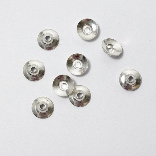 10 coupelles coniques lisses 6 mm en argent 925, trou 1 mm