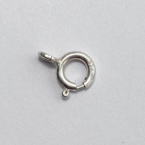 Fermoir rond à ressort 7 mm en argent 925 avec anneau ouvert, vendu à l’unité