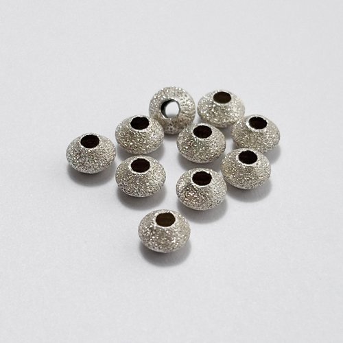 10 perles en argent toupie diamantée 4,45 mm, trou 0,5 mm