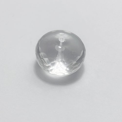 Perle cristal de roche facettée bouton 14 mm, quartz naturel transparent, perçage transversal