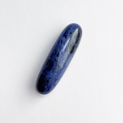 Perle sodalite naturelle 40 mm forme riz obus, perçage env. 1 mm, pièce unique