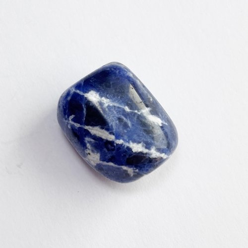 Perle en sodalite roulée 20 mm, pierre naturelle bleue veinée, perçage 1 mm
