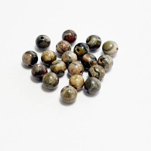 18 perles en jaspe léopard naturel 4 mm, trou 0,6 mm, perles rondes pour création bijoux
