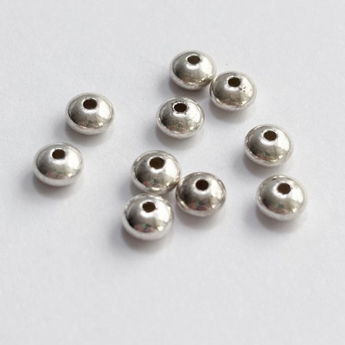 10 perles intercalaires en argent 925 lentille soucoupe lisse 5 x 3 mm trou 1,4 mm