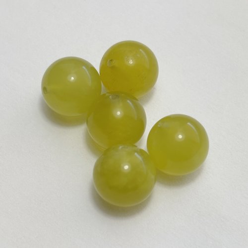 5 perles en serpentine naturelle, rondes 10 mm