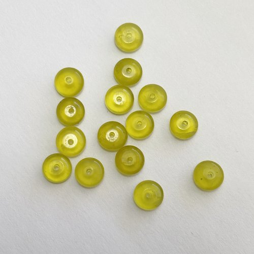 15 perles en serpentine naturelle, forme bouton lentille 6 mm