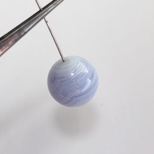 Perle en calcédoine bleue naturelle 20 mm - n°2b