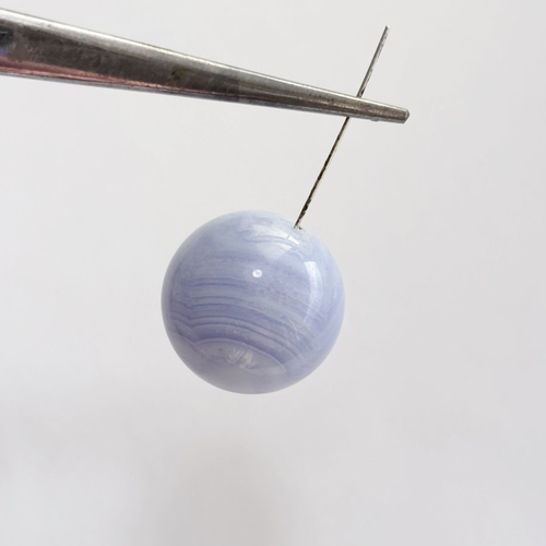 1 perle en calcédoine bleue naturelle 20 mm - n°3b