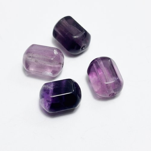 4 perles en fluorine violette, cylindres facettés 15 mm