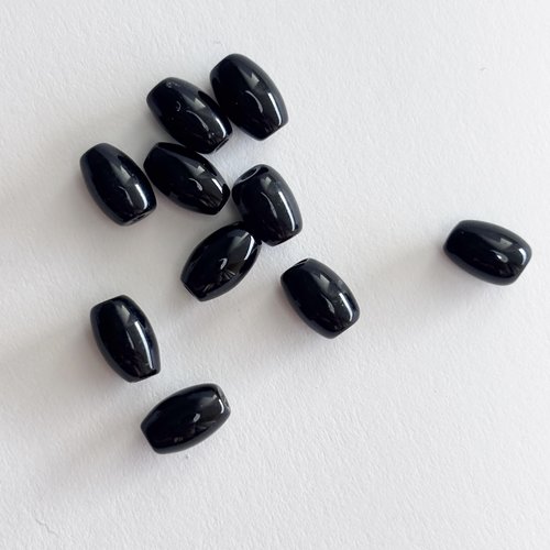 10 perles onyx agate noire, riz 6 mm, trou 0,7 mm