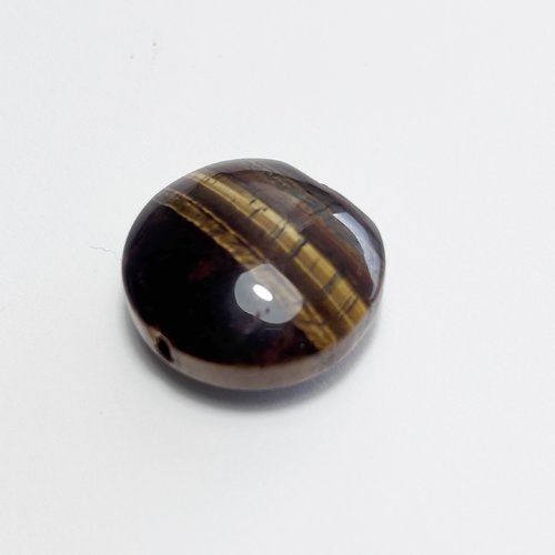 1 perle œil de tigre, disque bombé 20 mm