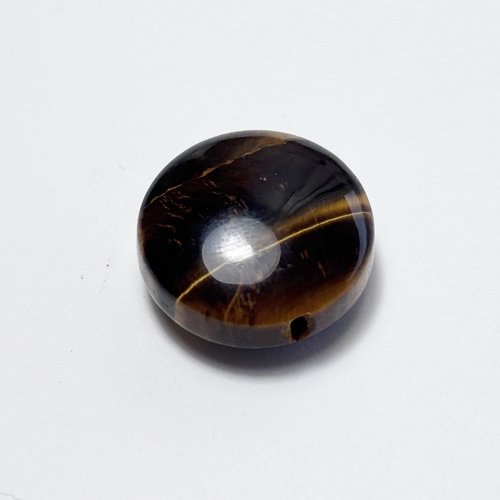 1 perle œil de tigre, disque bombé 20 mm