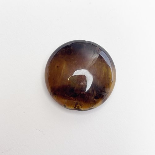 1 perle oeil de tigre, disque 20 mm, trou transversal 0,6 a 0,7 mm (n°3)