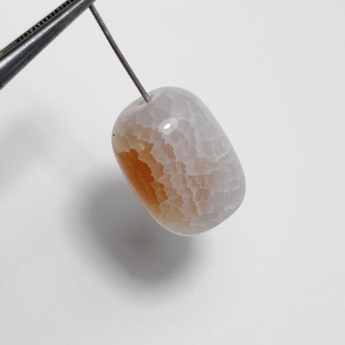 1 perle agate craquelée cylindre 20 mm rouge blanc