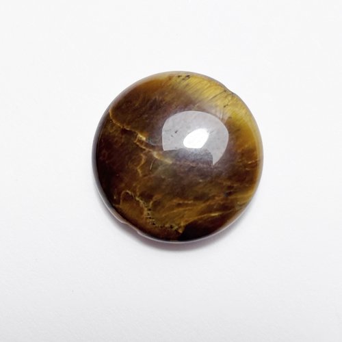 Perle en œil de tigre 20 mm, disque lumineux aux nuances ambrées profondes