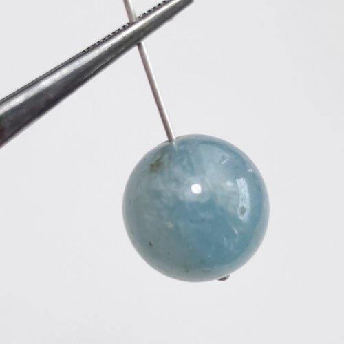 Perle aigue marine laiteuse 16 mm naturelle, pièce unique