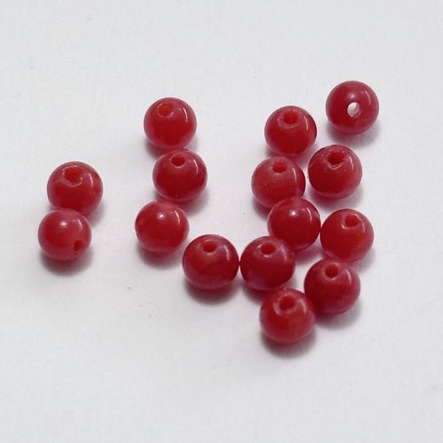 15 perles en corail rouge naturel 2,5 mm, rouge profond, trou 0,4 mm