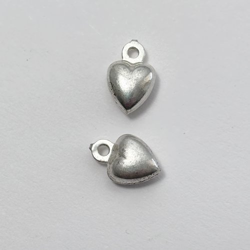 2 pampilles cœur en argent, petites breloques délicates 8 mm, trou 1,15 mm