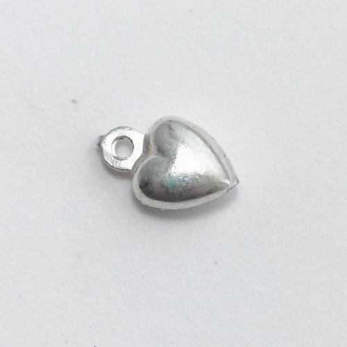 1 pampille cœur en argent, petites breloques délicates 8 mm, trou 1,15 mm