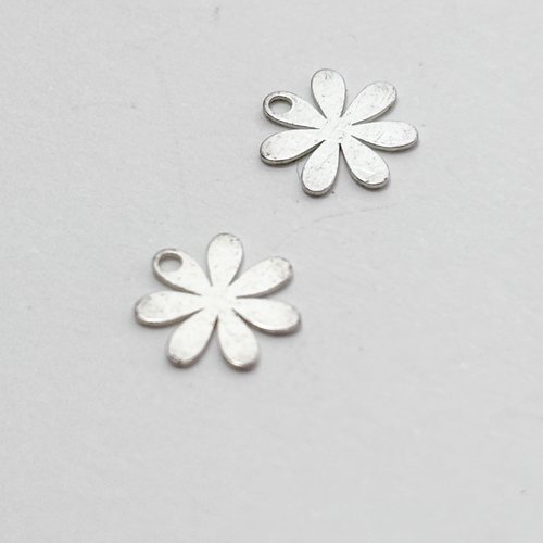 2 petites fleurs en argent 925, toutes fines, 7 mm