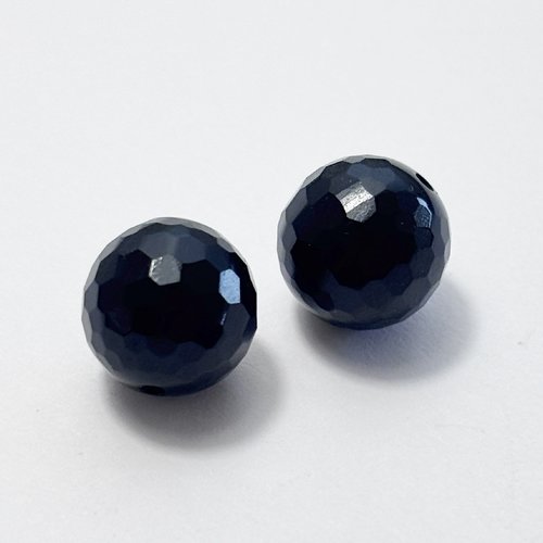 2 perles en onyx facettées disco 10 mm, trou 1,1 mm