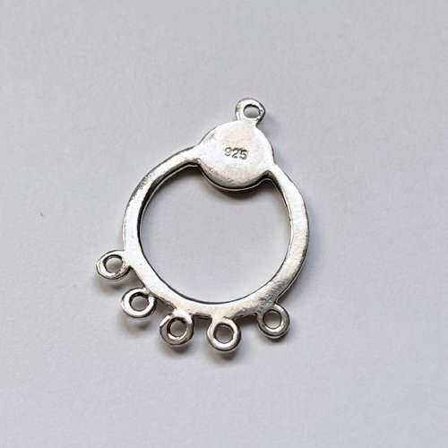 Chandelier rond plat 5 anneaux argent 925 26 mm