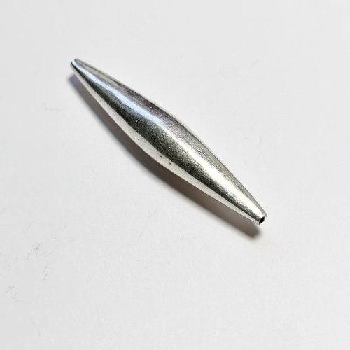 Grande perle longue en argent 925 forme navette 45 mm