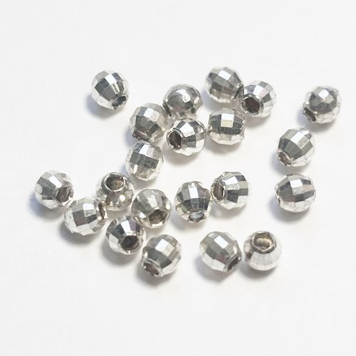 Lot 20 perles facettées argent 925 3 mm