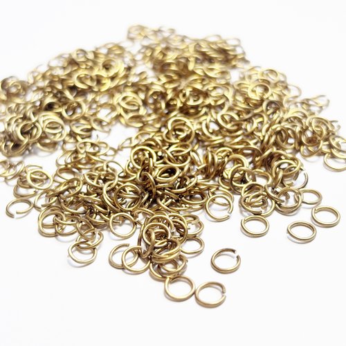 Lot de 500 anneaux de jonction en laiton brut 5,2 mm - chaîneterie lr752
