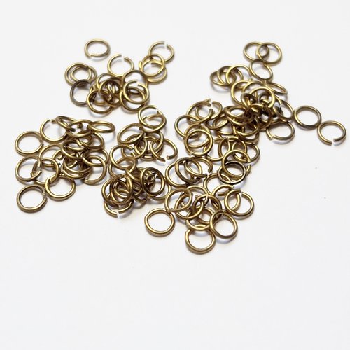Lot de 100 anneaux de jonction en laiton brut 5,2 mm - chaîneterie lr752