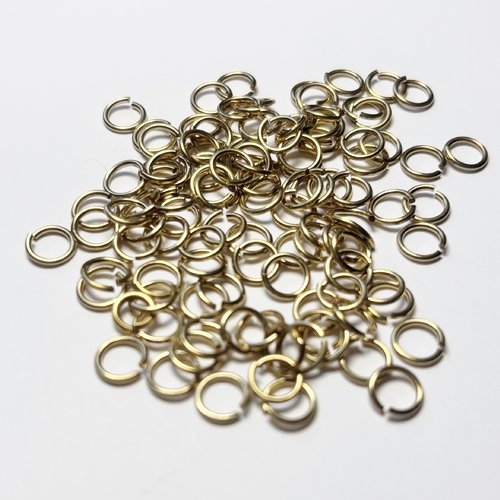 Lot de 100 anneaux de jonction en laiton brut 7 mm fil rond 1 mm