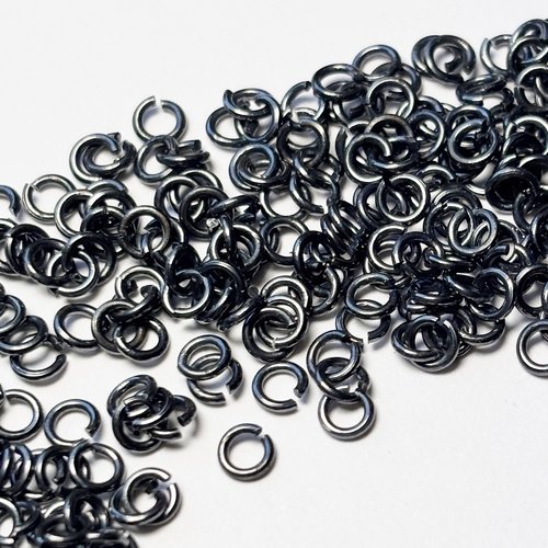 Lot de plus de 220 petits anneaux ouverts en laiton gun métal 3,4 mm