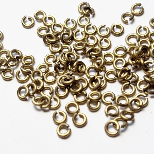 Lot de plus de 100 anneaux de jonction en laiton brut 3,8 mm, fil 0,9 mm
