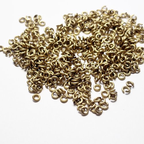 Lot de plus de 520 anneaux de jonction en laiton brut 3,8 mm, fil 0,9 mm