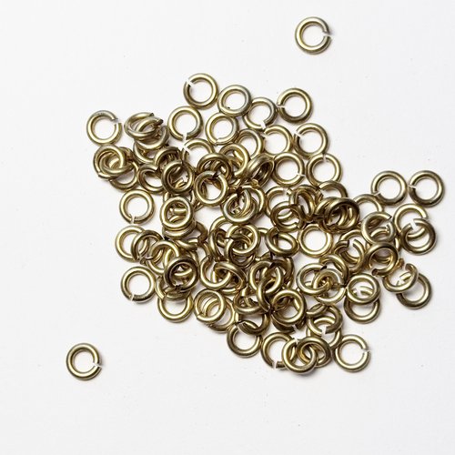 100 anneaux ouverts en laiton brut 4,5 mm fil 1 mm – fabrication française