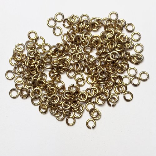 250 anneaux ouverts en laiton brut 4,5 mm fil 1 mm, fabrication française